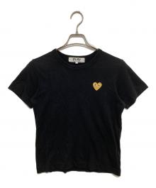 PLAY COMME des GARCONS（プレイコムデギャルソン）の古着「ゴールド ハートワッペン Tシャツ」｜ブラック