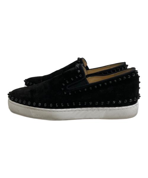 Christian Louboutin（クリスチャン・ルブタン）Christian Louboutin (クリスチャン・ルブタン) スタッズ スウェード スリッポン / PIK BOAT FLAT ブラック サイズ:40の古着・服飾アイテム