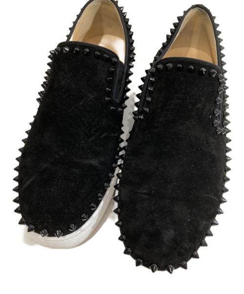 Christian Louboutin（クリスチャン・ルブタン）Christian Louboutin (クリスチャン・ルブタン) スタッズ スウェード スリッポン / PIK BOAT FLAT ブラック サイズ:40の古着・服飾アイテム