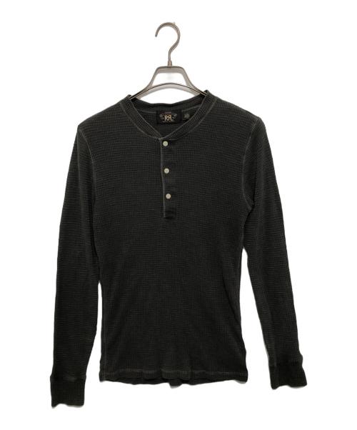 RRL（ダブルアールエル）RRL (ダブルアールエル) 200011625 ヘンリーネック ワッフル サーマル 長袖 カットソー ラルフローレン ブラック サイズ:Sの古着・服飾アイテム
