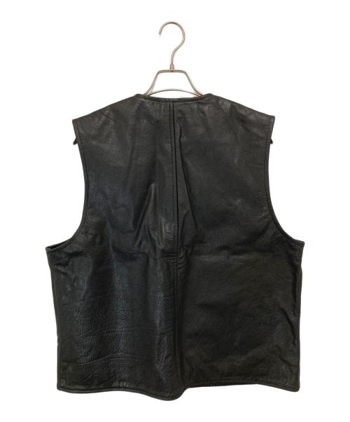 AT-DIRTY（アットダーティ）AT-DIRTY (アットダーティ) Jerkin Leather Vest ジャーキンベスト カウレザー  ブラック サイズ:Lの古着・服飾アイテム