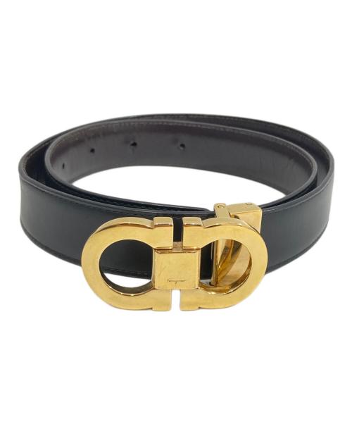 Salvatore Ferragamo（サルヴァトーレ フェラガモ）Salvatore Ferragamo (サルヴァトーレ フェラガモ) レザーベルト ゴールド×ブラックの古着・服飾アイテム