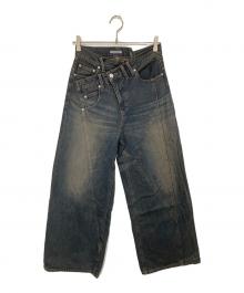 SLY（スライ）の古着「J/W SWITCHING STRAIGHT PT ジャストウエストソフトスウィッチングストレートパンツ 030JSR11-3511」｜インディゴ