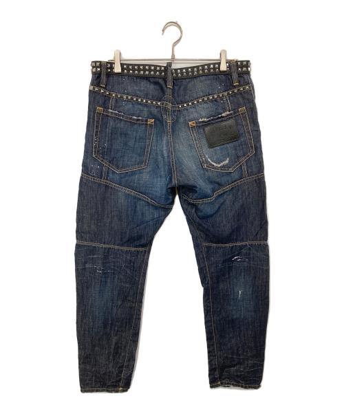 DSQUARED2（ディースクエアード）DSQUARED2 (ディースクエアード) ダメージ加工スタッズデニムパンツ インディゴ サイズ:50の古着・服飾アイテム