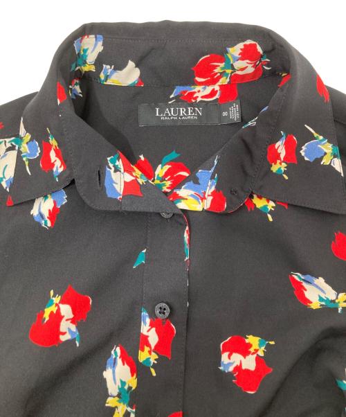 LAUREN RALPH LAUREN（ローレン ラルフ ローレン）LAUREN RALPH LAUREN (ローレン ラルフ ローレン) フラワープリントワンピース ブラック サイズ:00の古着・服飾アイテム