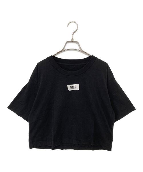 MM6 Maison Margiela（エムエムシックスメゾンマルジェラ）MM6 Maison Margiela (エムエムシックスメゾンマルジェラ) ロゴラベル ショート丈半袖Tシャツ ブラック サイズ:Sの古着・服飾アイテム
