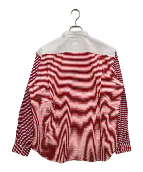 COMME des GARCONS HOMME PLUS（コムデギャルソンオムプリュス）COMME des GARCONS HOMME PLUS (コムデギャルソンオムプリュス) パッチワークデザインボーダーブラウス レッド サイズ:L 未使用品の古着・服飾アイテム
