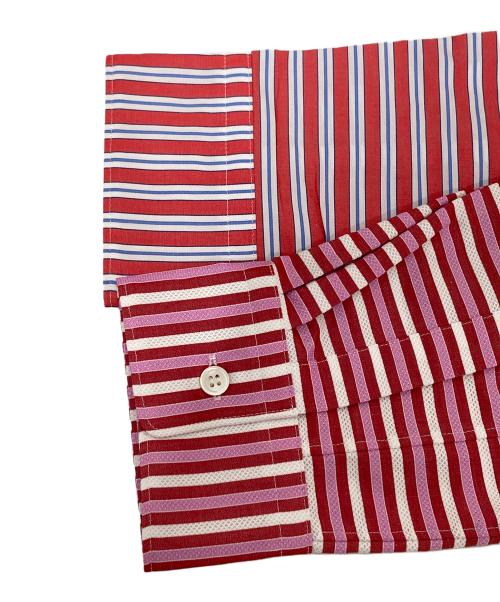 COMME des GARCONS HOMME PLUS（コムデギャルソンオムプリュス）COMME des GARCONS HOMME PLUS (コムデギャルソンオムプリュス) パッチワークデザインボーダーブラウス レッド サイズ:L 未使用品の古着・服飾アイテム