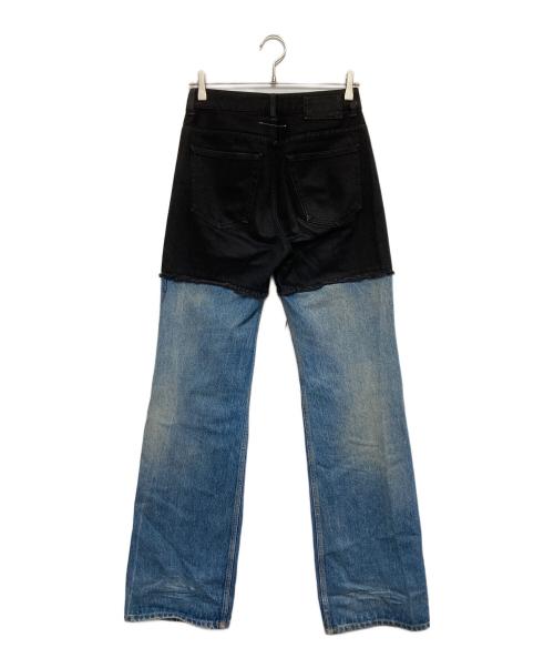 MM6 Maison Margiela（エムエムシックスメゾンマルジェラ）MM6 Maison Margiela (エムエムシックスメゾンマルジェラ) コントラストパネルジーンズ ブラック×インディゴ サイズ:38の古着・服飾アイテム