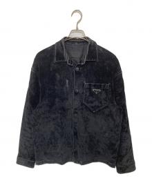 PRADA（プラダ）の古着「トライアングルロゴベルベット ジャケット　SC657 S231 12H0」｜ブラック