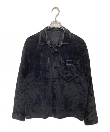 限定価格　新品タグ付きyori コットンベルベットジャケット　ブラック　38 中古・古着通販】PRADA (プラダ) トライアングルロゴベルベット