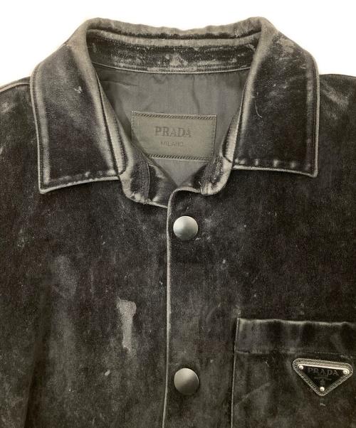 PRADA（プラダ）PRADA (プラダ) トライアングルロゴベルベット ジャケット　SC657 S231 12H0 ブラック サイズ:Mの古着・服飾アイテム
