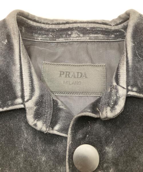 PRADA（プラダ）PRADA (プラダ) トライアングルロゴベルベット ジャケット　SC657 S231 12H0 ブラック サイズ:Mの古着・服飾アイテム