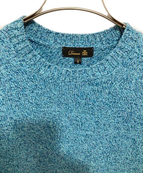 DRAWER（ドゥロワー）DRAWER (ドゥロワー) コットンカシミヤクルーネックニット 6513-105-1176 ブルー サイズ:1の古着・服飾アイテム