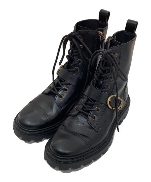 TOD'S（トッズ）TOD'S (トッズ) Buckled leather combat boots　バックルレザーコンバットブーツ ブラック サイズ:36の古着・服飾アイテム