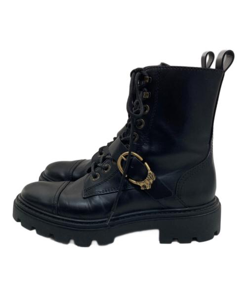 TOD'S（トッズ）TOD'S (トッズ) Buckled leather combat boots　バックルレザーコンバットブーツ ブラック サイズ:36の古着・服飾アイテム