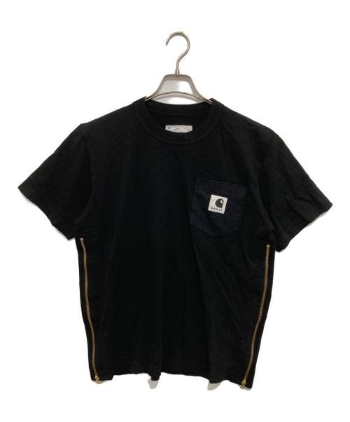 sacai（サカイ）sacai (サカイ) Carhartt WIP (カーハート ワーク イン プログレス) サイドジップ半袖Tシャツ 24-0725S ブラック サイズ:３の古着・服飾アイテム