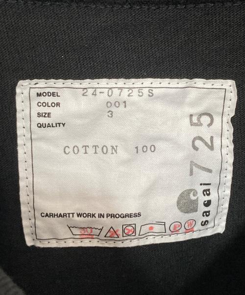 sacai（サカイ）sacai (サカイ) Carhartt WIP (カーハート ワーク イン プログレス) サイドジップ半袖Tシャツ 24-0725S ブラック サイズ:３の古着・服飾アイテム