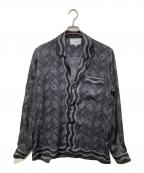 CASABLANCAカサブランカ）の古着「Ping Pong Monogram Silk Shirt MS22-SH-002」｜ブラック