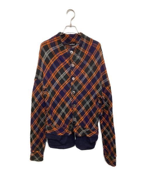 tricot COMME des GARCONS（トリココムデギャルソン）tricot COMME des GARCONS (トリココムデギャルソン) バイアスチェック ウール縮絨 ニットジャケット TP-T050 オレンジ×パープル サイズ:FREEの古着・服飾アイテム