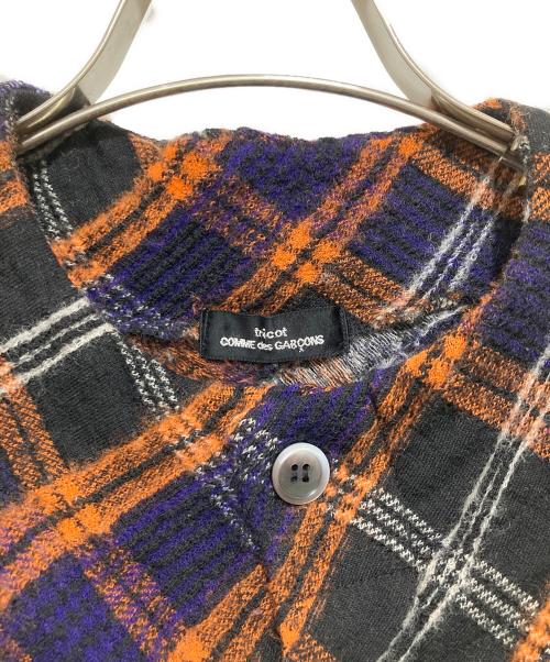 tricot COMME des GARCONS（トリココムデギャルソン）tricot COMME des GARCONS (トリココムデギャルソン) バイアスチェック ウール縮絨 ニットジャケット TP-T050 オレンジ×パープル サイズ:FREEの古着・服飾アイテム