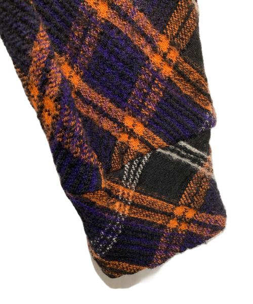 tricot COMME des GARCONS（トリココムデギャルソン）tricot COMME des GARCONS (トリココムデギャルソン) バイアスチェック ウール縮絨 ニットジャケット TP-T050 オレンジ×パープル サイズ:FREEの古着・服飾アイテム