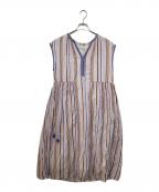 ne quittez pasヌキテパ）の古着「Cotton Voile Stripe Sleeveless Embroidery Dress」｜パープル