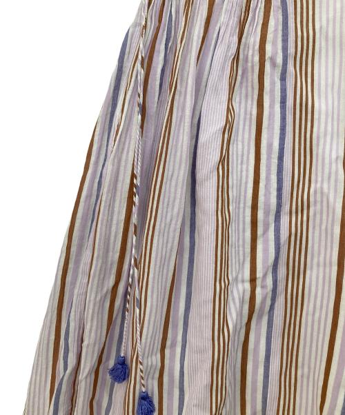 ne quittez pas（ヌキテパ）ne quittez pas (ヌキテパ) Cotton Voile Stripe Sleeveless Embroidery Dress パープル サイズ:Sの古着・服飾アイテム