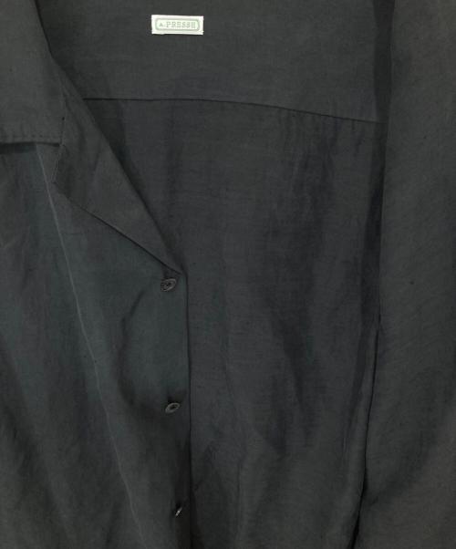 A.PRESSE（アプレッセ）A.PRESSE (アプレッセ) Vintage Silk Linen Open Collar Shirts　ヴィンテージシルクリネンオープンカラーシャツ ブラック サイズ:2の古着・服飾アイテム