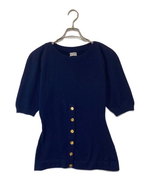 CHANEL（シャネル）CHANEL (シャネル) ココマーク金釦カシミヤニット ネイビー サイズ:Mの古着・服飾アイテム