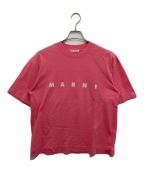 MARNIマルニ）の古着「ロゴプリント入りオーバーサイズ半袖Tシャツ　THJET49EPB SCP89」｜ピンク