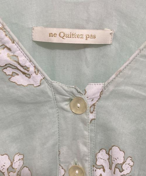 ne quittez pas（ヌキテパ）ne quittez pas (ヌキテパ) COTTON VOILE STRIPE WAIST　コットンボイルストライプウェスト　010451GR2 グリーン サイズ:Mの古着・服飾アイテム