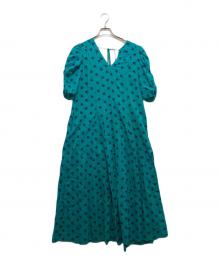 ne quittez pas（ヌキテパ）の古着「Dobby Stripe Flower Print Dress　ドビー ストライプ フラワープリント ドレス」｜グリーン