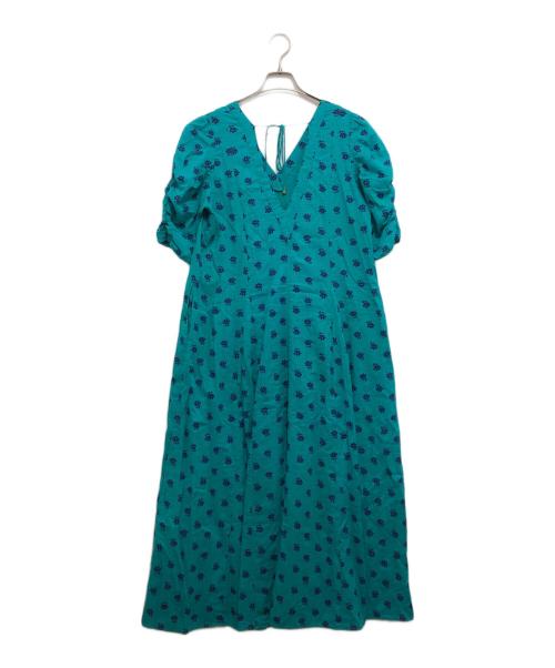 ne quittez pas（ヌキテパ）ne quittez pas (ヌキテパ) Dobby Stripe Flower Print Dress　ドビー ストライプ フラワープリント ドレス グリーン サイズ:不明の古着・服飾アイテム