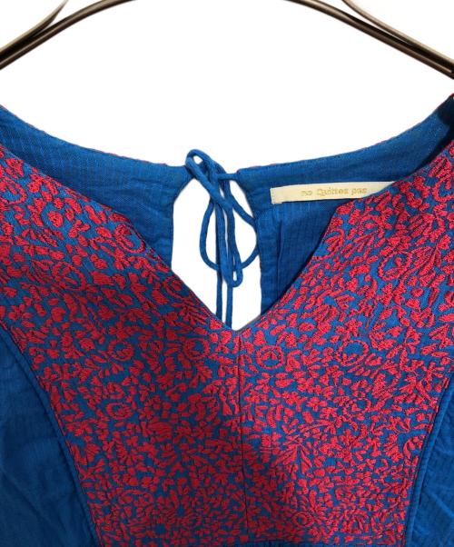ne quittez pas（ヌキテパ）ne quittez pas (ヌキテパ) 刺繍ワンピース ブルー サイズ:Fの古着・服飾アイテム