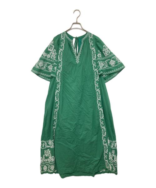 sara mallika（サラマリカ）sara mallika (サラマリカ) コットン エンブロイダリー バックオープン ドレス COTTON EMBROIDERY BACKOPEN DRESS 020431SJ1 グリーン サイズ:Sの古着・服飾アイテム