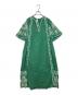 sara mallika（サラマリカ）の古着「コットン エンブロイダリー バックオープン ドレス COTTON EMBROIDERY BACKOPEN DRESS 020431SJ1」｜グリーン