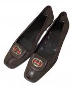 GUCCIグッチ）の古着「スウェードGGヒールパンプス」｜ブラウン