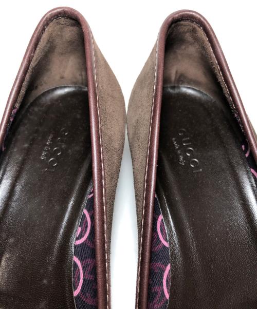 GUCCI（グッチ）GUCCI (グッチ) スウェードGGヒールパンプス ブラウン サイズ: 6 1/2の古着・服飾アイテム