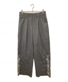 DAIRIKU（ダイリク）の古着「Embroidery Western Wide Slacks　エンブロイダリー ウエスタン ワイド スラックス　24SS B-4」｜グレー