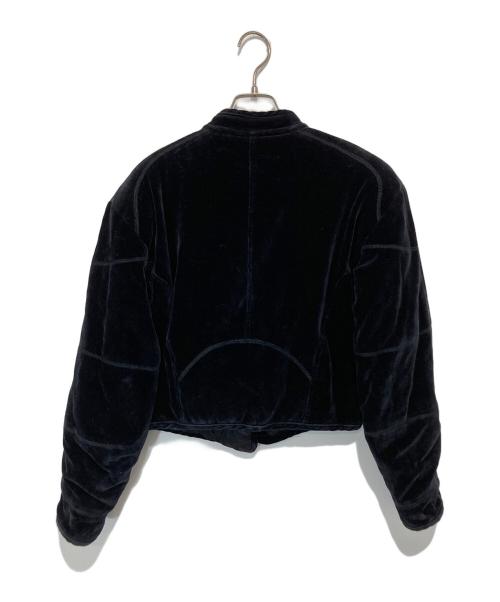 EMPORIO ARMANI（エンポリオ アルマーニ）EMPORIO ARMANI (エンポリオ アルマーニ) ショート中綿ベロアジャケット ネイビー サイズ:３８の古着・服飾アイテム