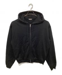 AURALEE（オーラリー）の古着「SMOOTH SOFT SWEAT SHORT ZIP PARKA　スムース ソフト スウェット ショート ジップ パーカ　A22SP01HU」｜ブラック