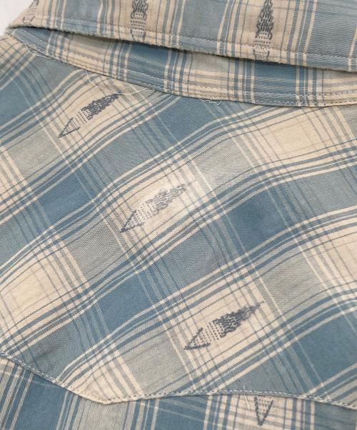 RRL（ダブルアールエル）RRL (ダブルアールエル) ウエスタンチェックシャツ 刺繍 ブルー サイズ:Lの古着・服飾アイテム
