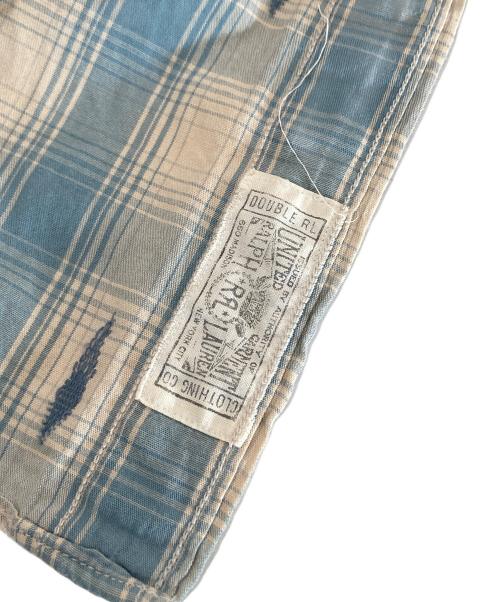RRL（ダブルアールエル）RRL (ダブルアールエル) ウエスタンチェックシャツ 刺繍 ブルー サイズ:Lの古着・服飾アイテム