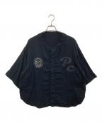 Porter Classicポータークラシック）の古着「SUVIN GOLD GAUZE BASEBALL SHIRT CUSTOM スビンゴールドガーゼベースボールショートカスタム」｜ブラック
