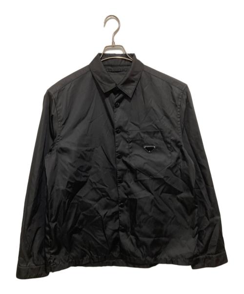PRADA（プラダ）PRADA (プラダ) トライアングルプレート長袖シャツジャケット SC514 S202 ブラック サイズ:Mの古着・服飾アイテム
