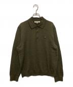 maison kitsuneメゾンキツネ）の古着「FOX HEAD PATCH POLO JUMPER フォックス ヘッド パッチ LM00206KT1036 ポロ ジャンパー」｜カーキ