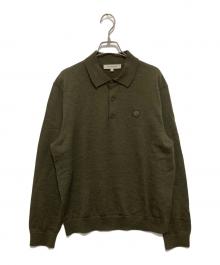 maison kitsune（メゾンキツネ）の古着「FOX HEAD PATCH POLO JUMPER フォックス ヘッド パッチ LM00206KT1036 ポロ ジャンパー」｜カーキ