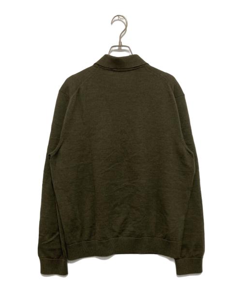 maison kitsune（メゾンキツネ）MAISON KITSUNE (メゾンキツネ) FOX HEAD PATCH POLO JUMPER フォックス ヘッド パッチ LM00206KT1036 ポロ ジャンパー カーキ サイズ:Lの古着・服飾アイテム