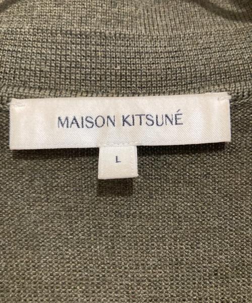 maison kitsune（メゾンキツネ）MAISON KITSUNE (メゾンキツネ) FOX HEAD PATCH POLO JUMPER フォックス ヘッド パッチ LM00206KT1036 ポロ ジャンパー カーキ サイズ:Lの古着・服飾アイテム